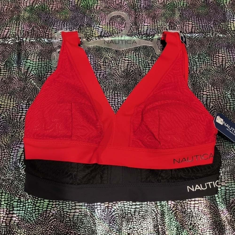 (2 bras) Sexy Red and Black Lace bras by Nautica (NWT)